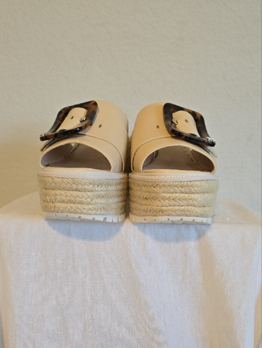 Sam Edelman "Livi Sand Leather" Espadrille Wedge W/Tortoise Buckle Size 7.5 NWOT - Picture 3 of 16